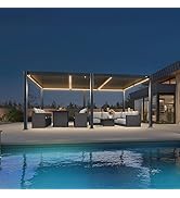 bleujardin Pergola Bioclimatique en Aluminium 3,5 x 5,5 m, Tonnelle de Jardin Exterieur Imperméa...