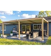 bleujardin Pergola Bioclimatique en Effet Bois Aluminium 3,5 x 5,5 m, Tonnelle de Jardin Extérie...
