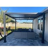 bleujardin Pergola Bioclimatique en Aluminium 3 x 4,25 m, Tonnelle de Jardin Exterieur Imperméab...