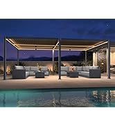 bleujardin Pergola Bioclimatique 4 x 6 m en Aluminium, Tonnelle de Jardin Exterieur Imperméable ...
