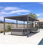 bleujardin Pergola Bioclimatique 3,5 x 6,35 m en Aluminium, Tonnelle de Jardin Exterieur avec La...