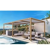 bleujardin Pergola Bioclimatique en Effet Bois Aluminium 3,5 x 8,5 m, Tonnelle de Jardin Extérie...