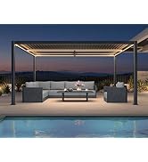 bleujardin Pergola Bioclimatique 3,5 x 4,6 m en Aluminium avec LED, Pergola Jardin Exterieur ave...