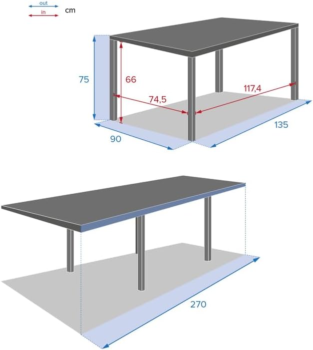 bleujardin - Piazza extensible - 185/245x100 cm - aluminium verre trempé 10 places