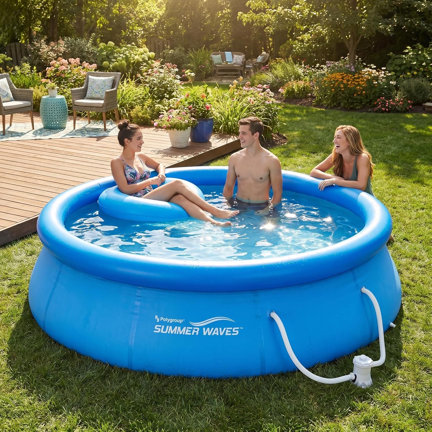 bleujardin Piscine de 366 x 91 cm, installation rapide, idéale pour la famille, avec pompe de filtration