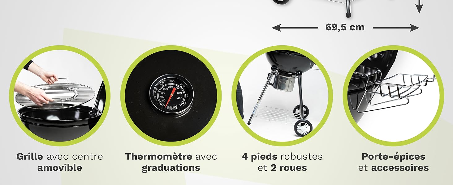 Barbecue charbon de bois barbecue rond