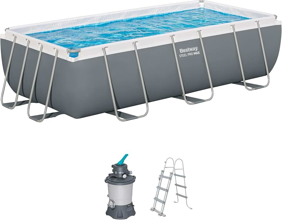 bleujardin Steel Pro Max Kit Piscine Hors Sol - 404 cm x 201 cm x 100 cm - Gris