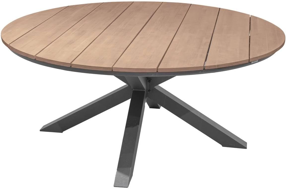 bleujardin - Oriengo table ronde 8 places - aluminium acacia - Gris Graphite