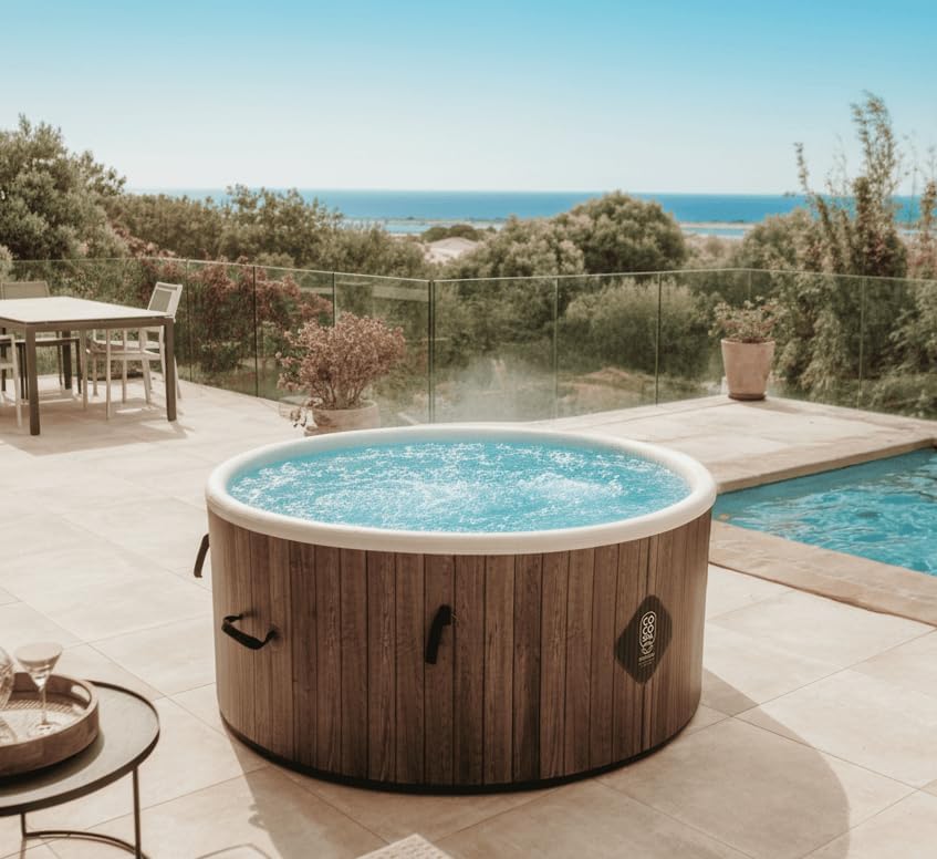 bleujardin Helsinki Spa Gonflable - 150 cm de diamètre - 800 litres - Moteur 2240 W - 2 à 4 Personnes - Massage 140 Jets