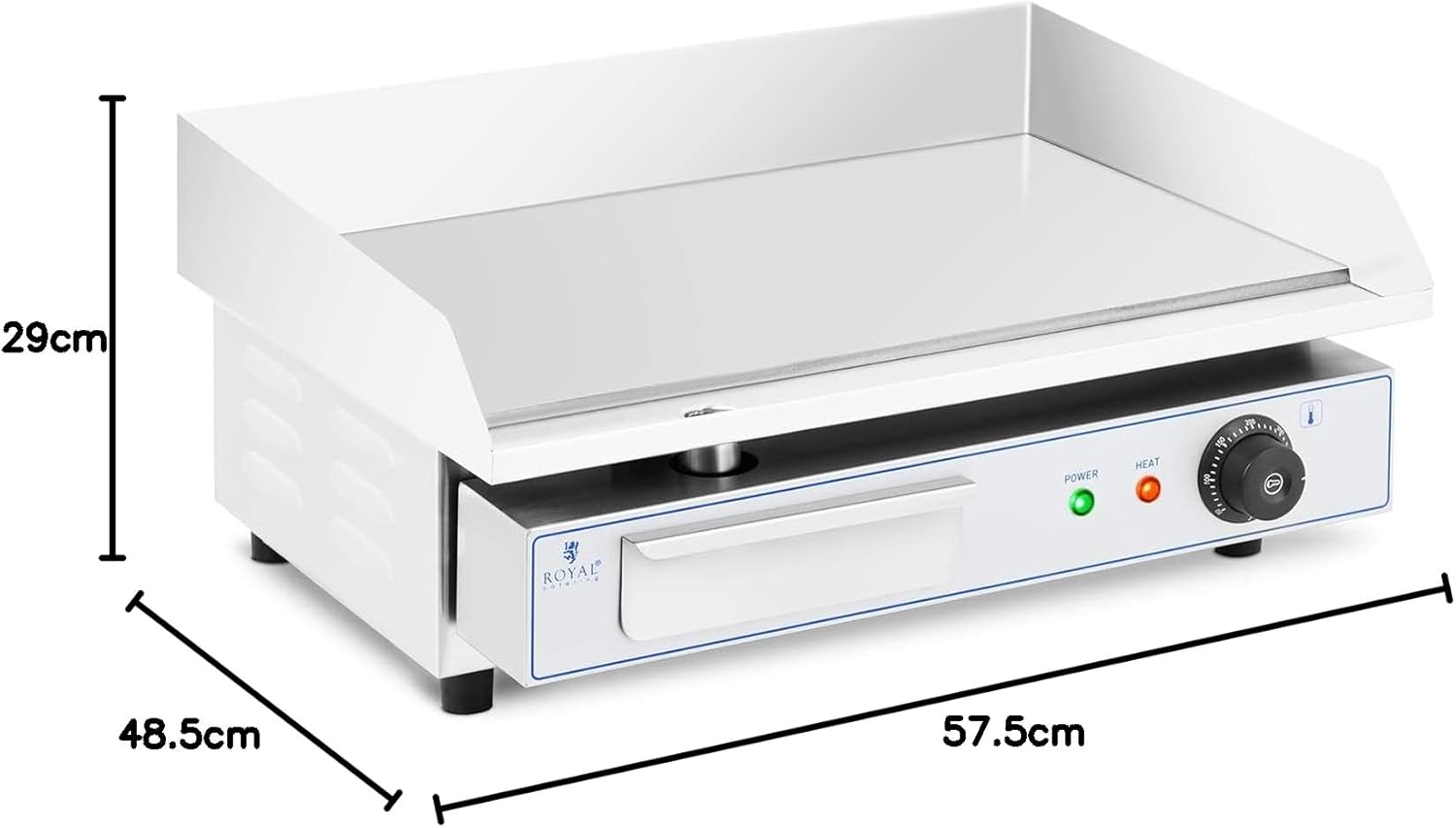 bleujardin - Plancha Électrique Lisse Inox 55x35 cm 3000W Restaurant