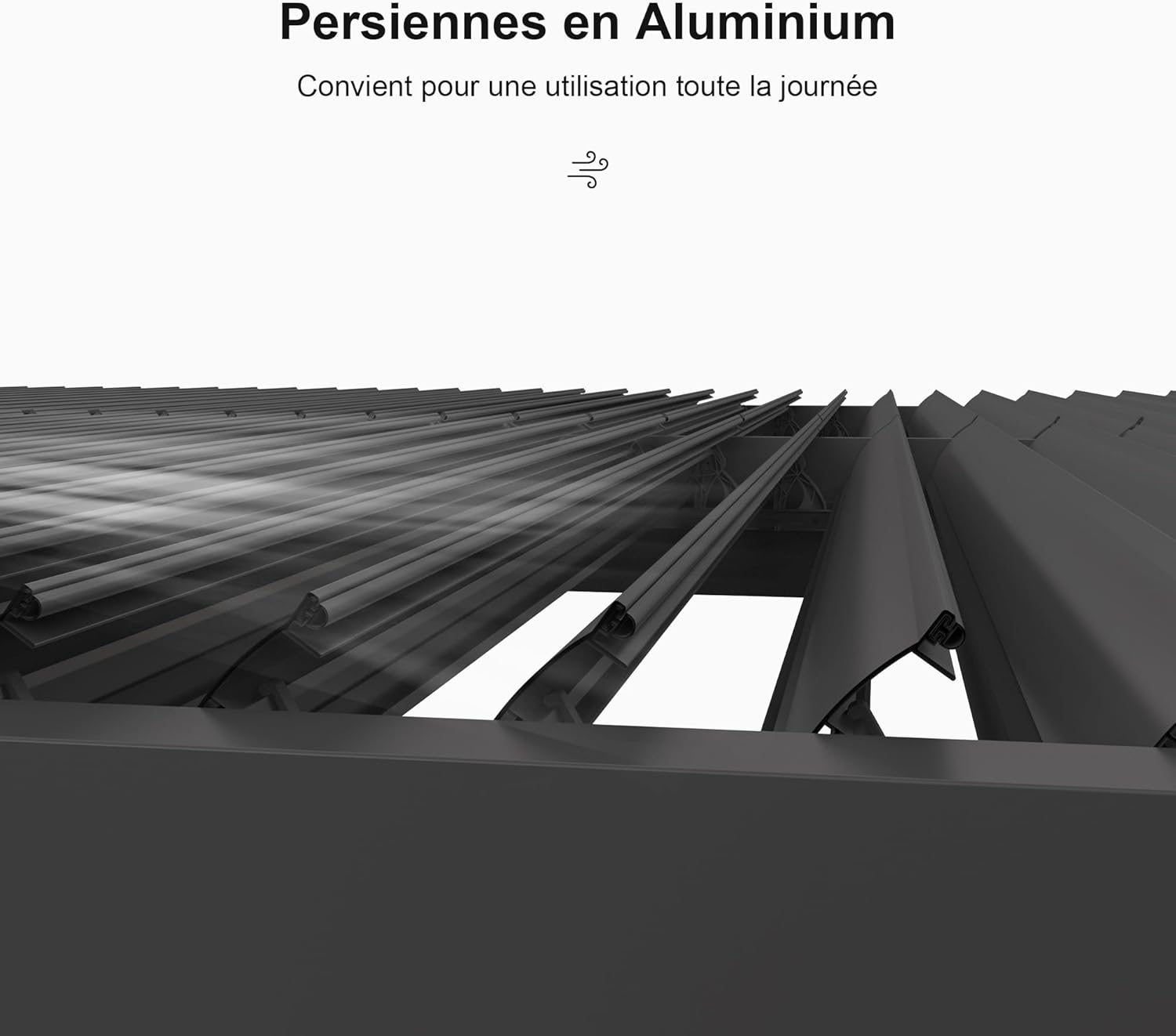 bleujardin - Pergola Bioclimatique - 4,24 x 3,3 m - Aluminium, lames orientables, commande indépendante, gris