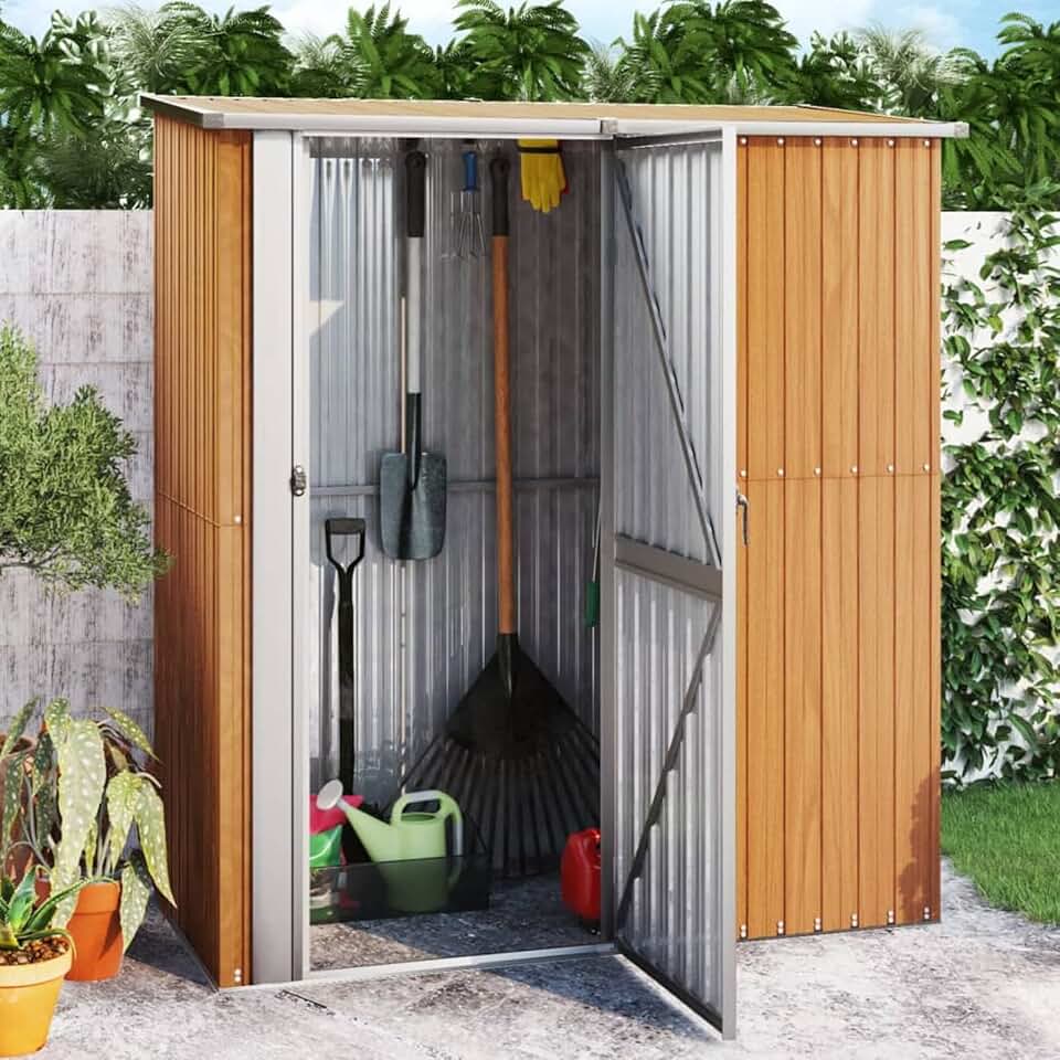 bleujardin - abri de jardin extérieur acier galvanisé marron 180,5x97x209,5 cm