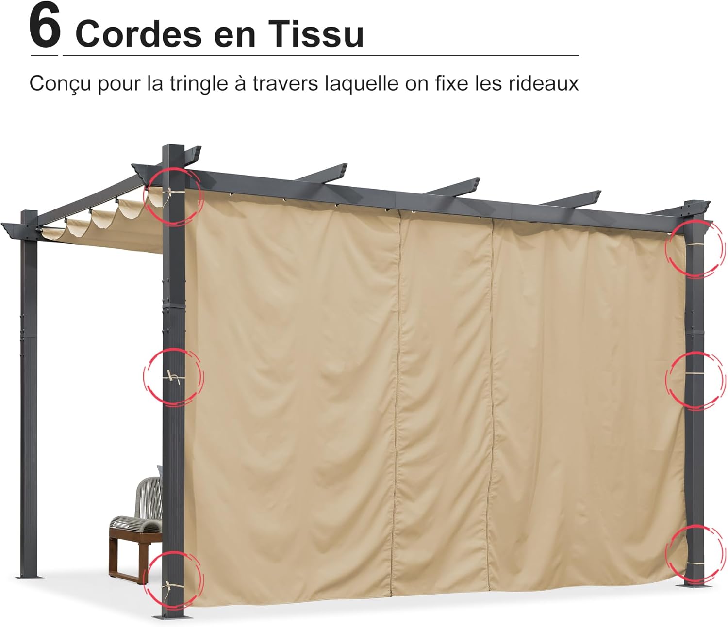 bleujardin - Pergola aluminium série Rideau - 4x3m toit coulissant extérieur