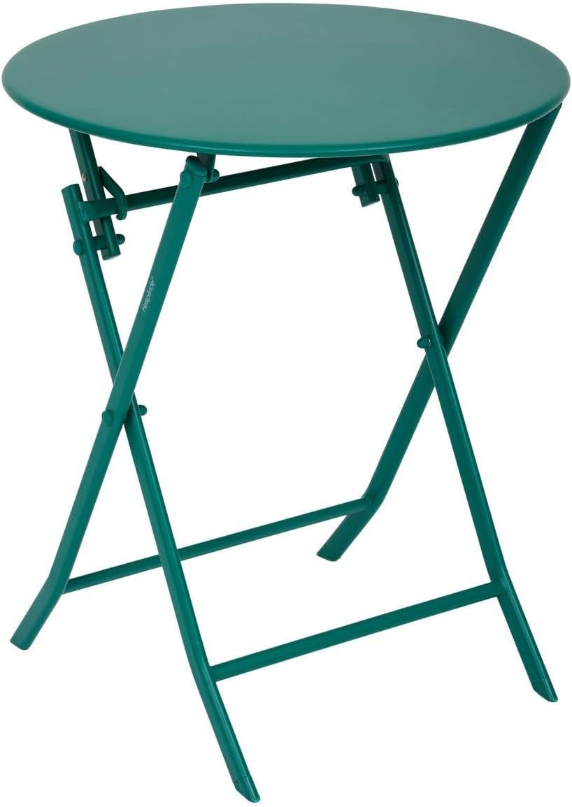 bleujardin - Greensboro - Ø60cm - Table ronde pliante acier vert opale