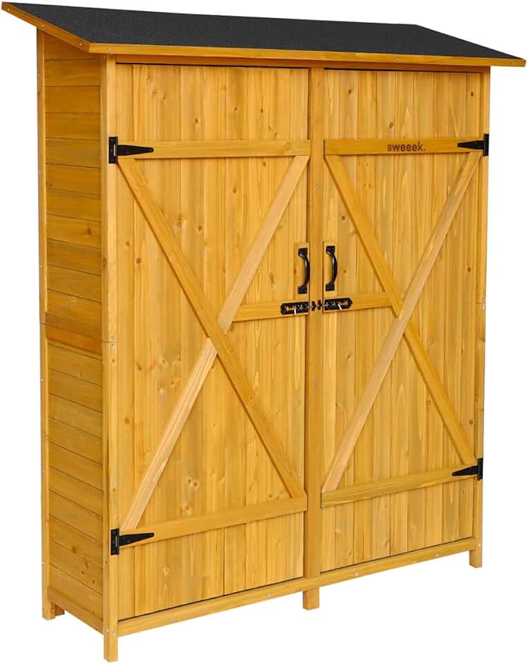 bleujardin - Abri de jardin bois, 4 espaces, 140x50x162cm