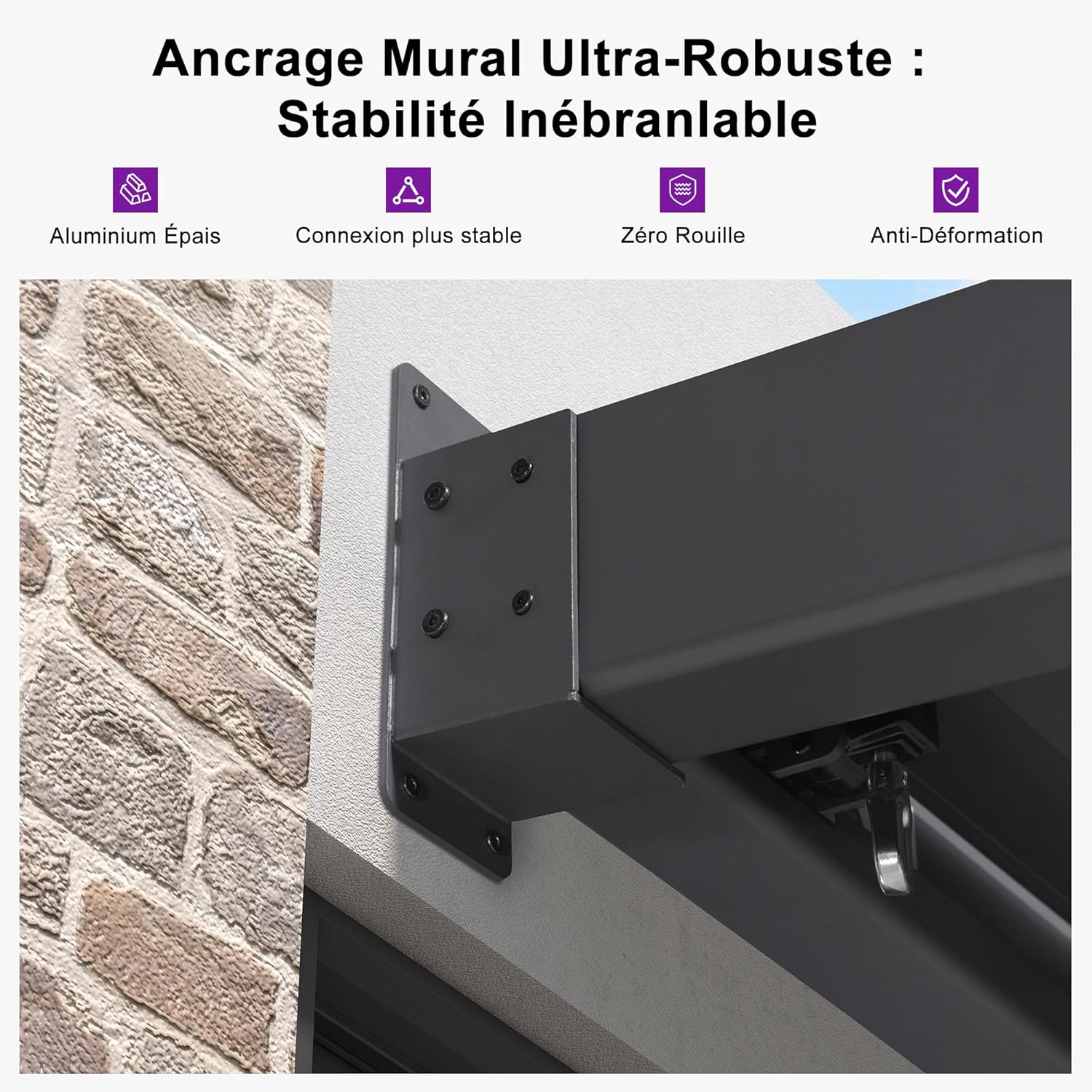 bleujardin - Pergola adossée 3x3.65m aluminium lames orientables durable