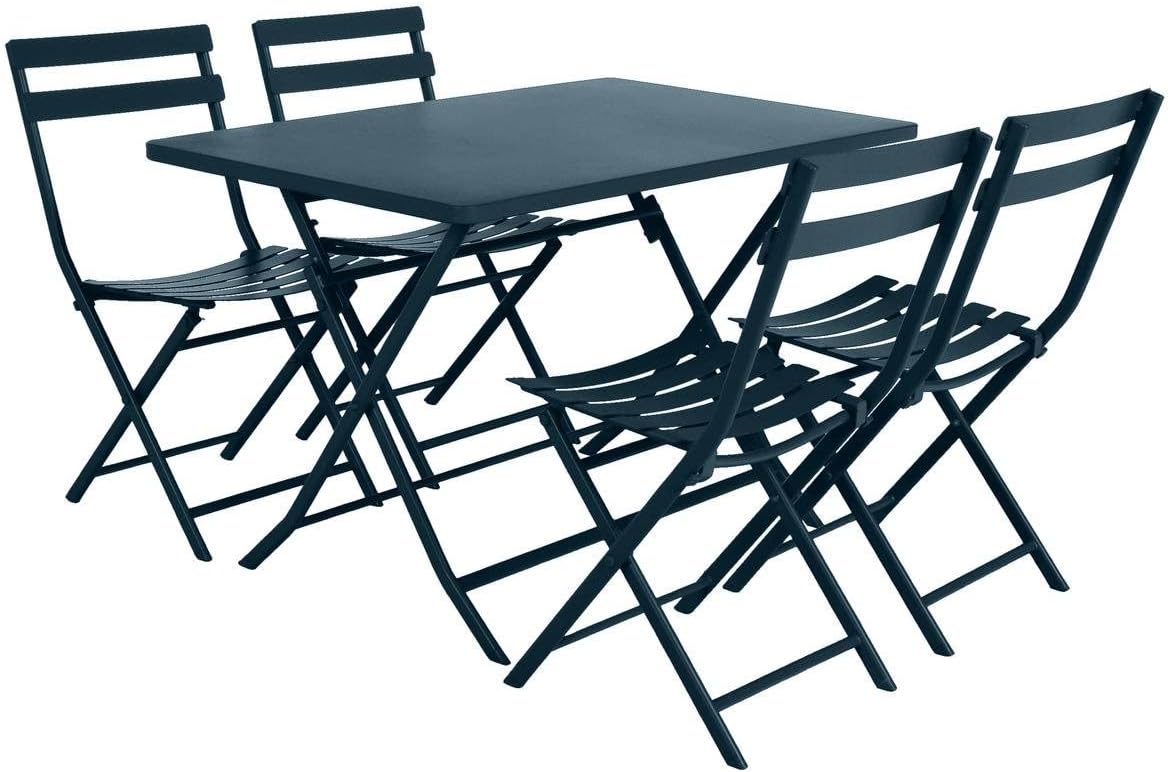 bleujardin - Greensboro - table de jardin pliante 4 places acier époxy antirouille
