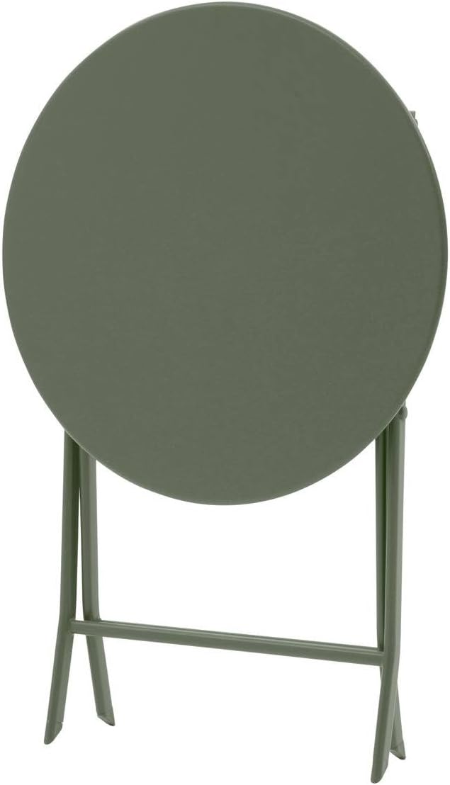 bleujardin - Greensboro ronde 2 places - acier vert laurier renforcé - table de jardin pliante