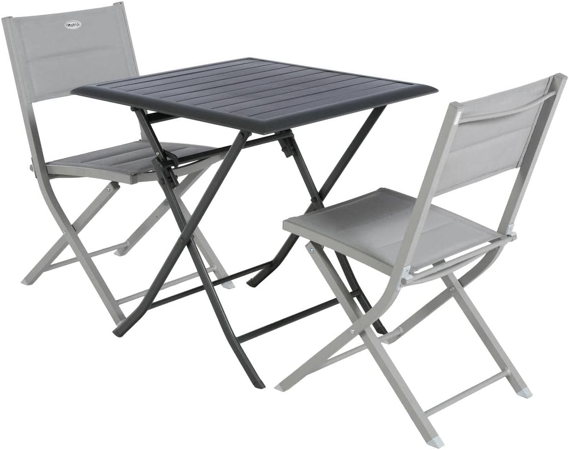bleujardin - Azua - table pliante 2 places 70x70cm aluminium gris