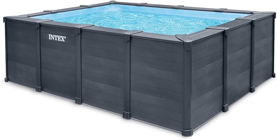 bleujardin - 26396GN - Kit Piscine Tubulaire rectangulaire Graphite (L) 4,00 x (l) 3,00 x (h) 1,24m