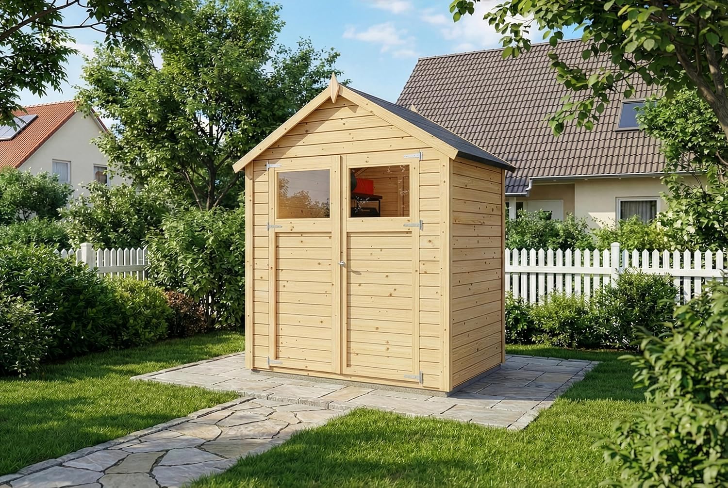 bleujardin - cabane bleujardin - bois, panneaux, toit double pente,  épaisseur
