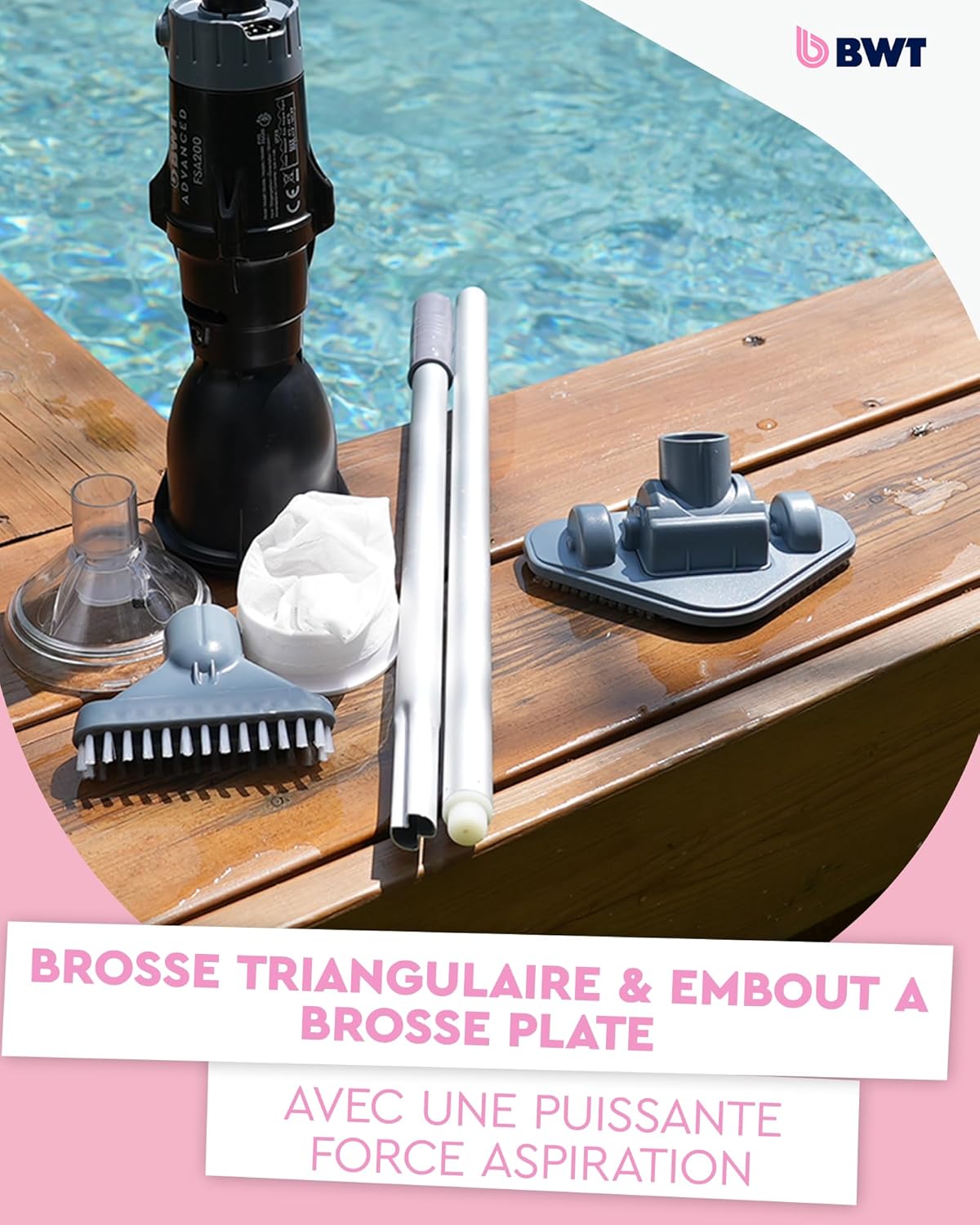 BWT - Robot piscine compact sans fil, sol et parois, grande autonomie, FSA200
