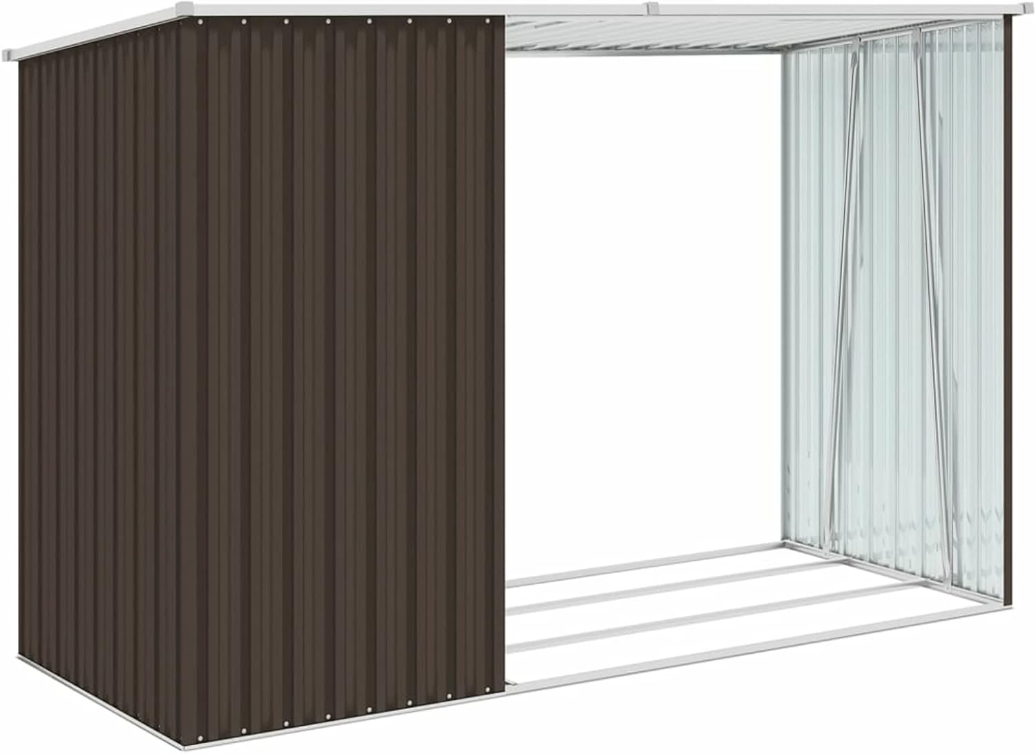 Abri à bois de jardin – 245x98x159 cm – acier galvanisé marron – grande capacité