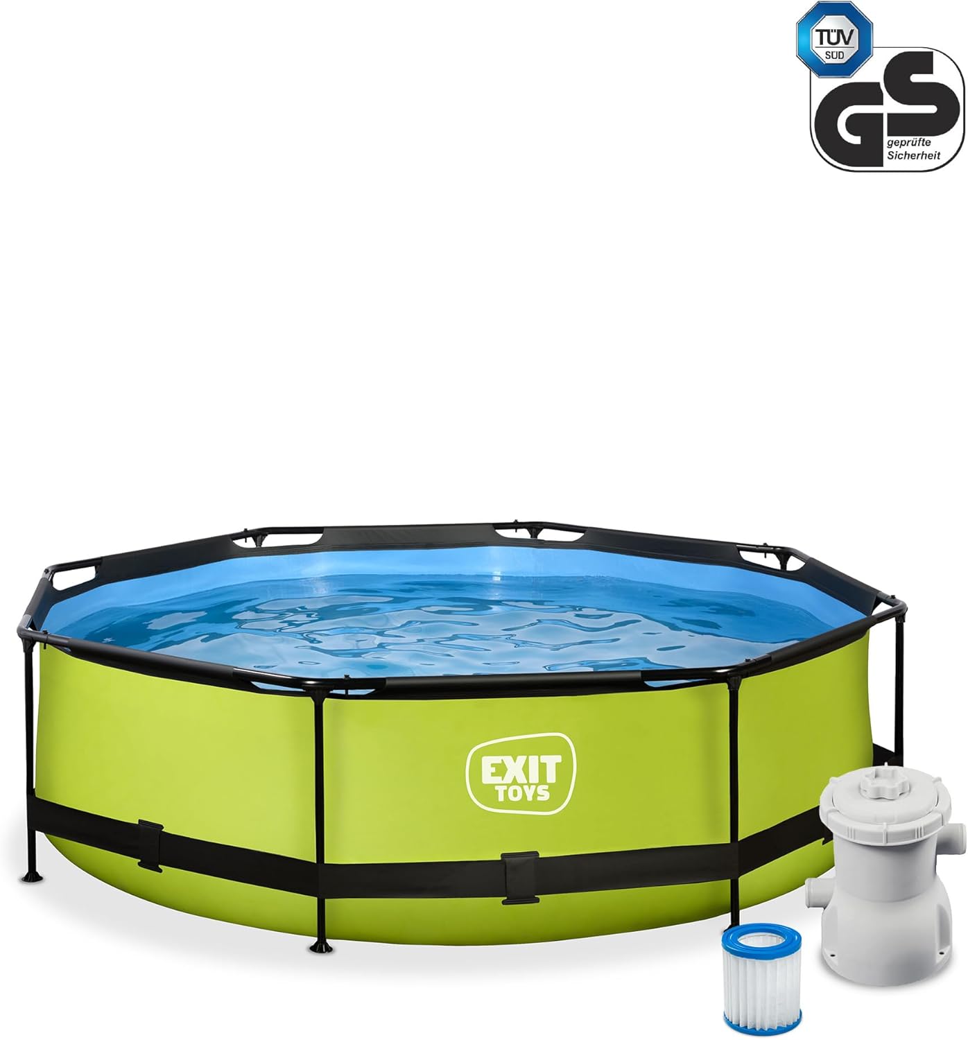 bleujardin - Piscine Tubulaire Lime - 300x76cm - Pompe filtrante, entrée basse, cadre stable, vert