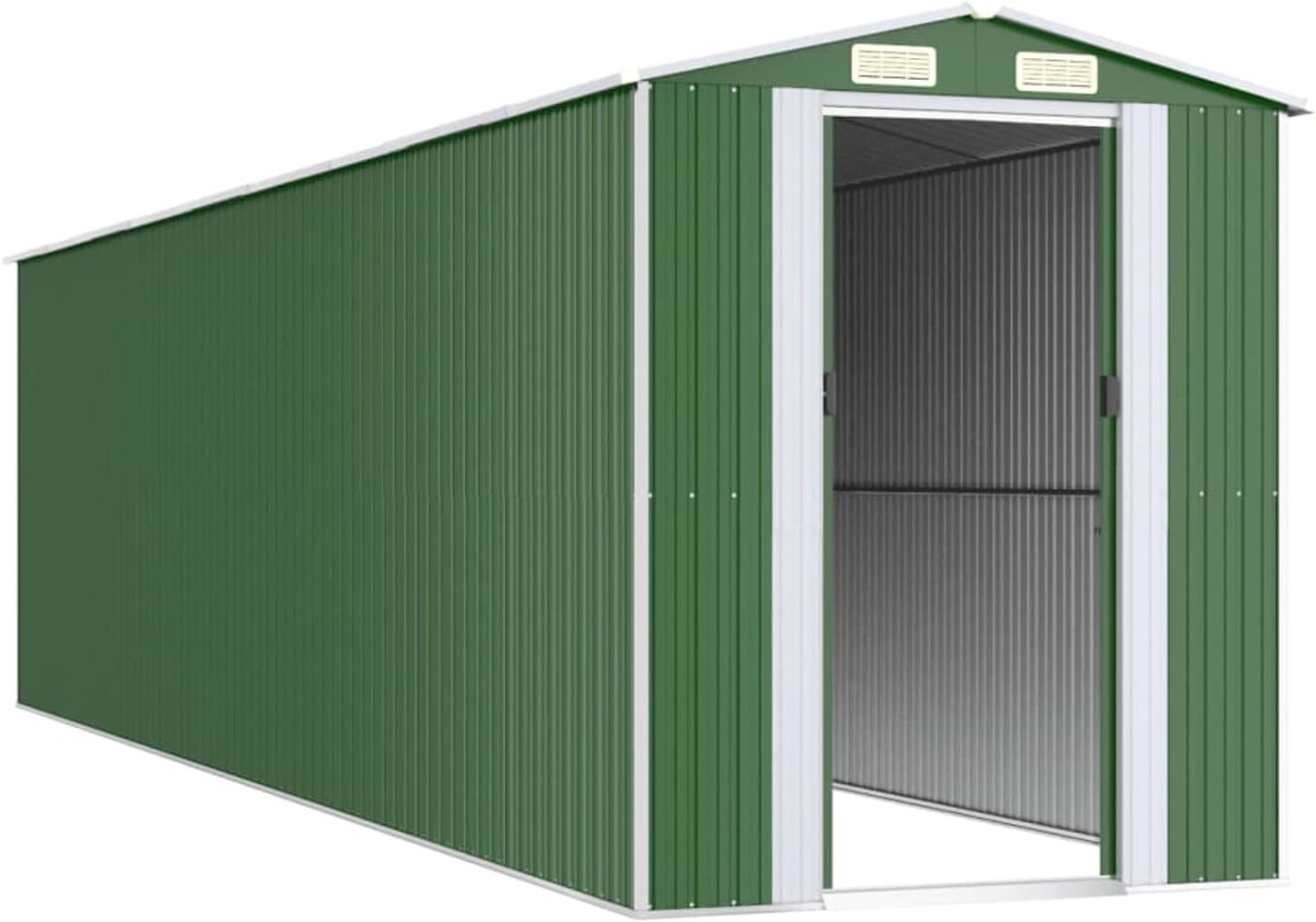Abri de jardin extérieur en acier galvanisé vert 192 x 772 x 223 cm