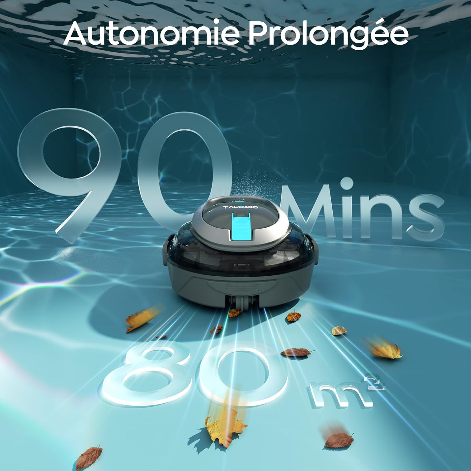 Robot piscine - S2 série - pour bassins jusqu'à 80 m² - double filtration, autonomie 90 min, 1928GPH
