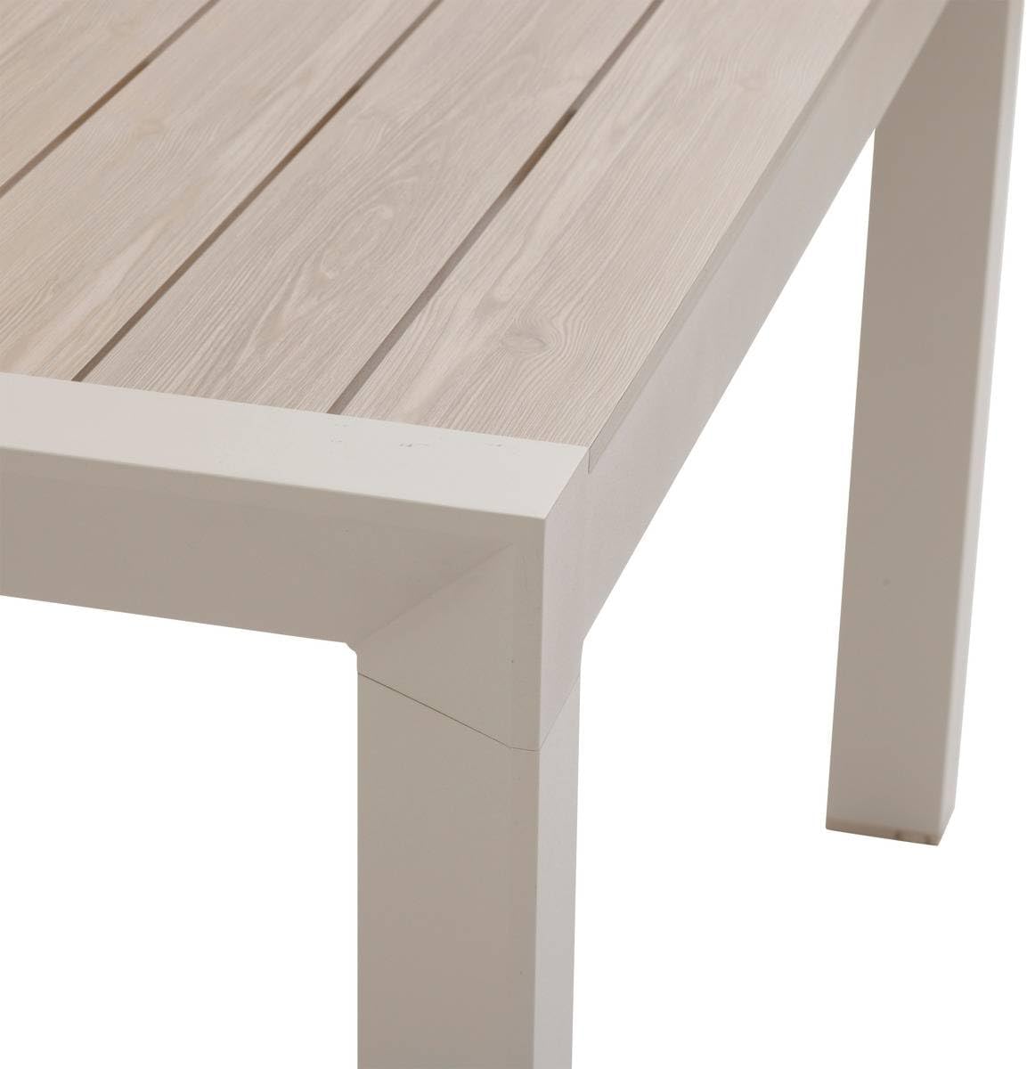bleujardin - Évasion - table jardin alu 12 places effet bois lin argile