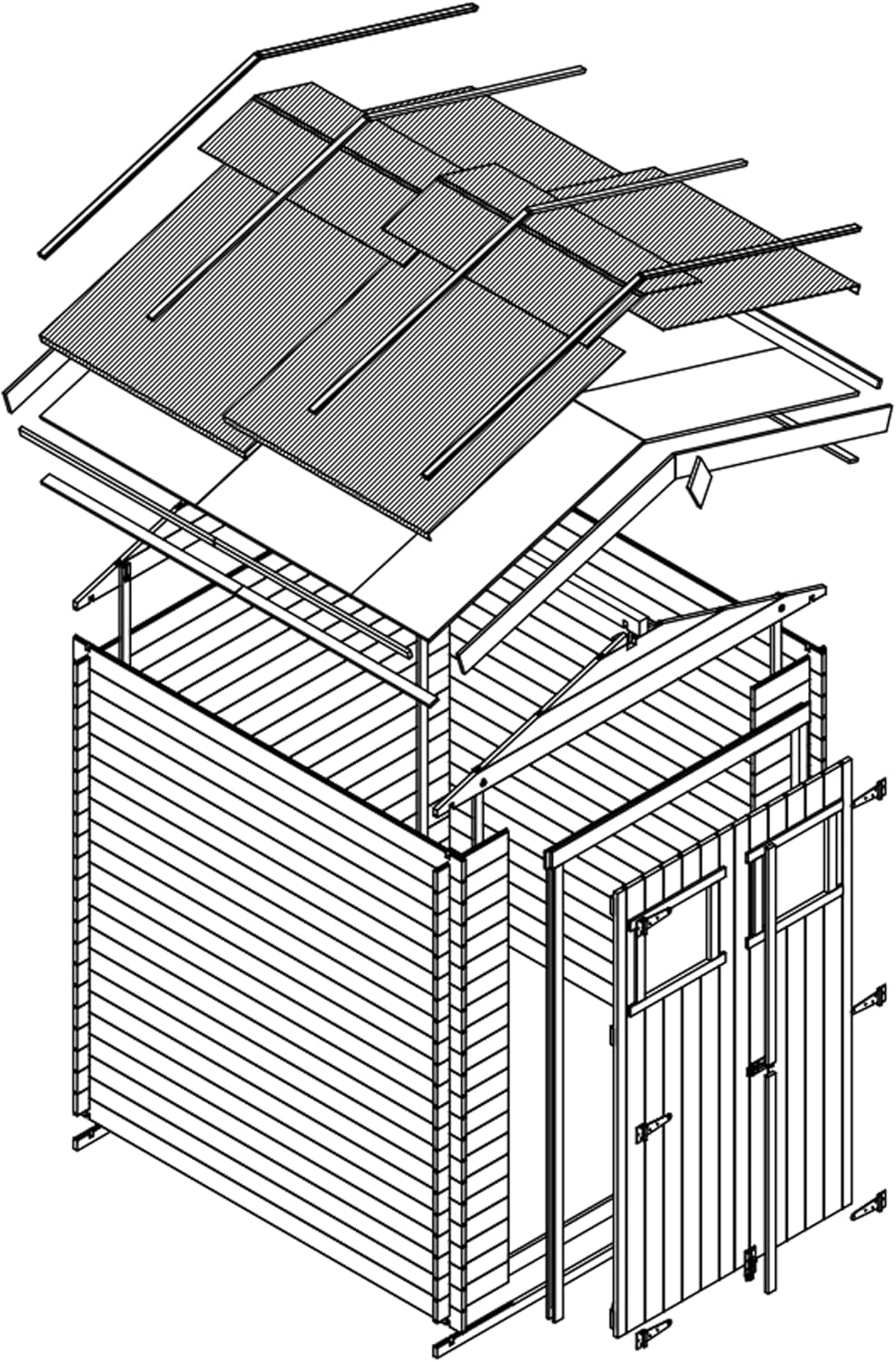 Abri de Jardin en Bois - Stockage extérieur I216xL206xH218 cm/ 3.53 m2 Petit abri à Outils, Local à vélos - bleujardin M343