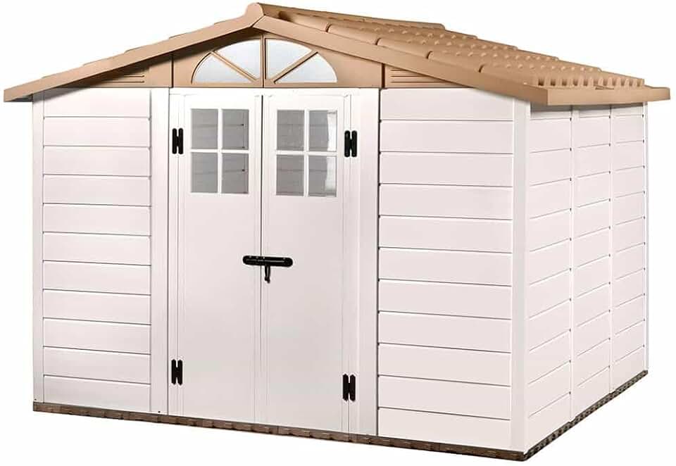 bleujardin - Tuscany Evo 280 - 261x309x225 cm - Résine, 8 m², Blanc/Beige
