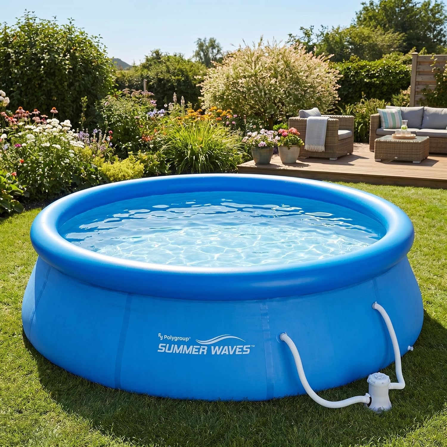 bleujardin Piscine de 366 x 91 cm, installation rapide, idéale pour la famille, avec pompe de filtration