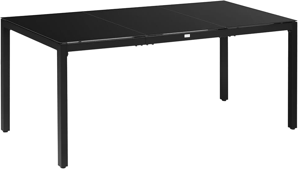 bleujardin - Table rectangulaire extérieur - 180x80x72cm - Aluminium et verre noir