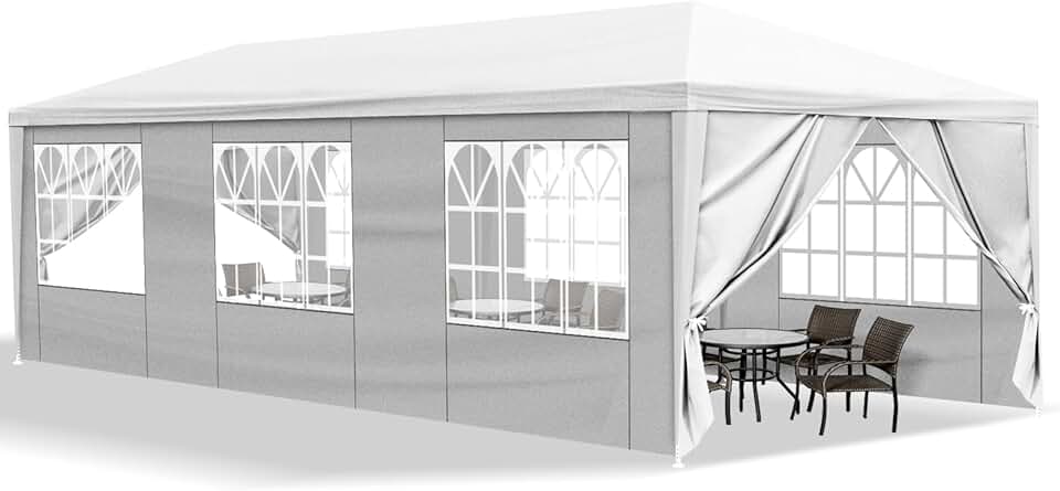 bleujardin - tonnelle de jardin Série PE - 3x9m - 8 parois, 6 fenêtres, imperméable