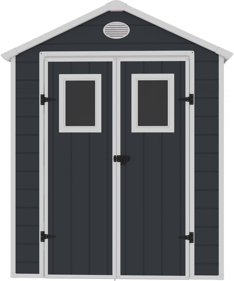 bleujardin - Abri de Jardin Résine Texas 5.23 m² Anthracite - Ancrages Intérieurs - Antirouille/Anti-UV