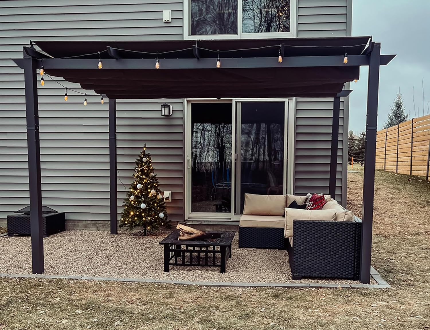 bleujardin – pergola aluminium – 4x3m – toit rétractable, éclairage intégré