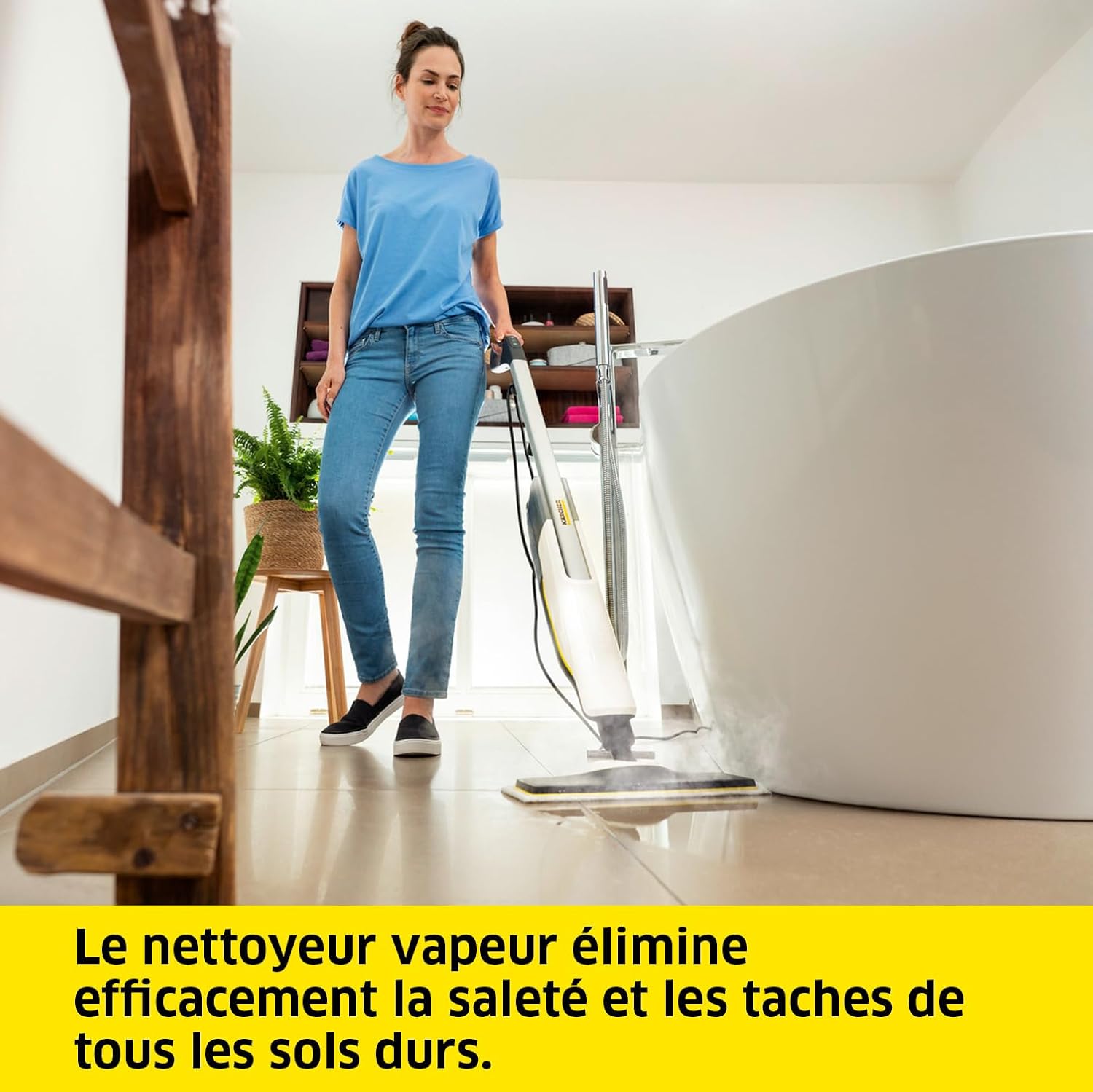 bleujardin Nettoyeur Vapeur SC 2 Upright, Préchauffage : 30 s, Surface : 50 m², Réservoir : 0,4 l, Puissance : 1600 W, avec Buse de Sol EasyFix, Serpillière Microfibres, Cartouche Détartrante