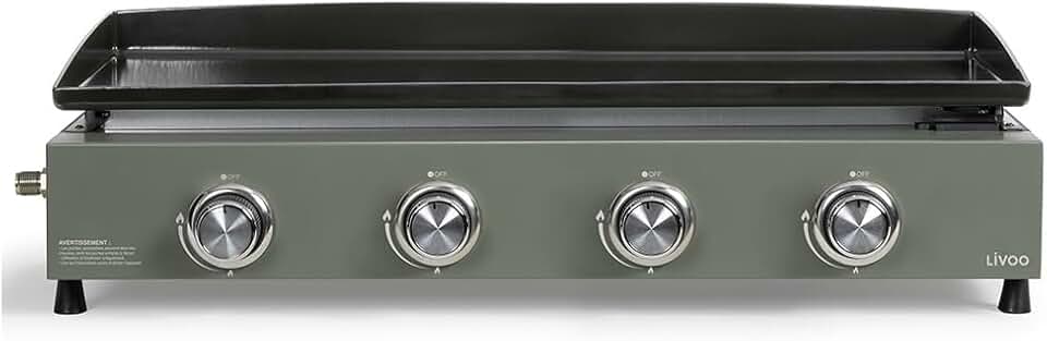 bleujardin - plancha gaz 4 brûleurs - 78,5 x 34,5 cm - 10 kW, butane/propane, DOC325