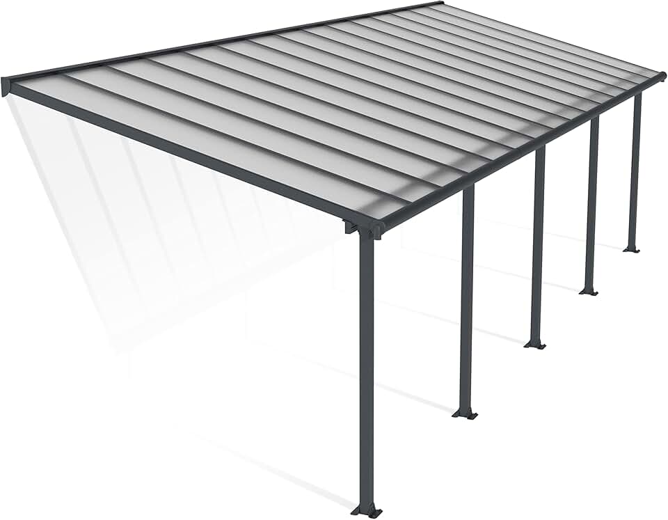 bleujardin - Pergola aluminium adossée 27,3m², polycarbonate, garantie 12 ans