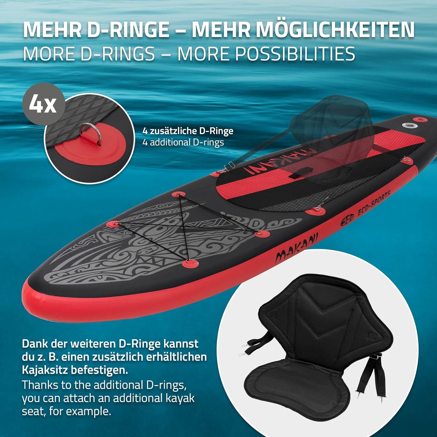 bleujardin - Stand Up Paddle Board - 305/308/320/380 cm - PVC, 120/150 kg, 10/15 cm d'épaisseur