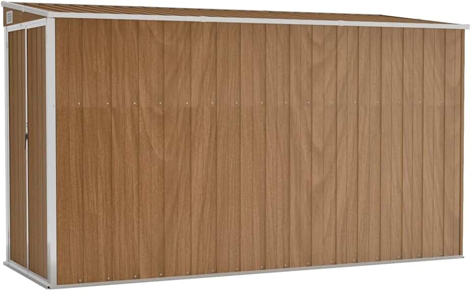 bleujardin Abri de Jardin Mural Abri de Rangement d'Outils Rangement d'Equipement de Jardin Extérieur Marron 118x288x178 cm Acier Galvanisé
