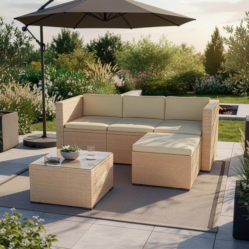 bleujardin - Punta Cana M - canapé, tabouret, table, coussins - pour 3-4 personnes