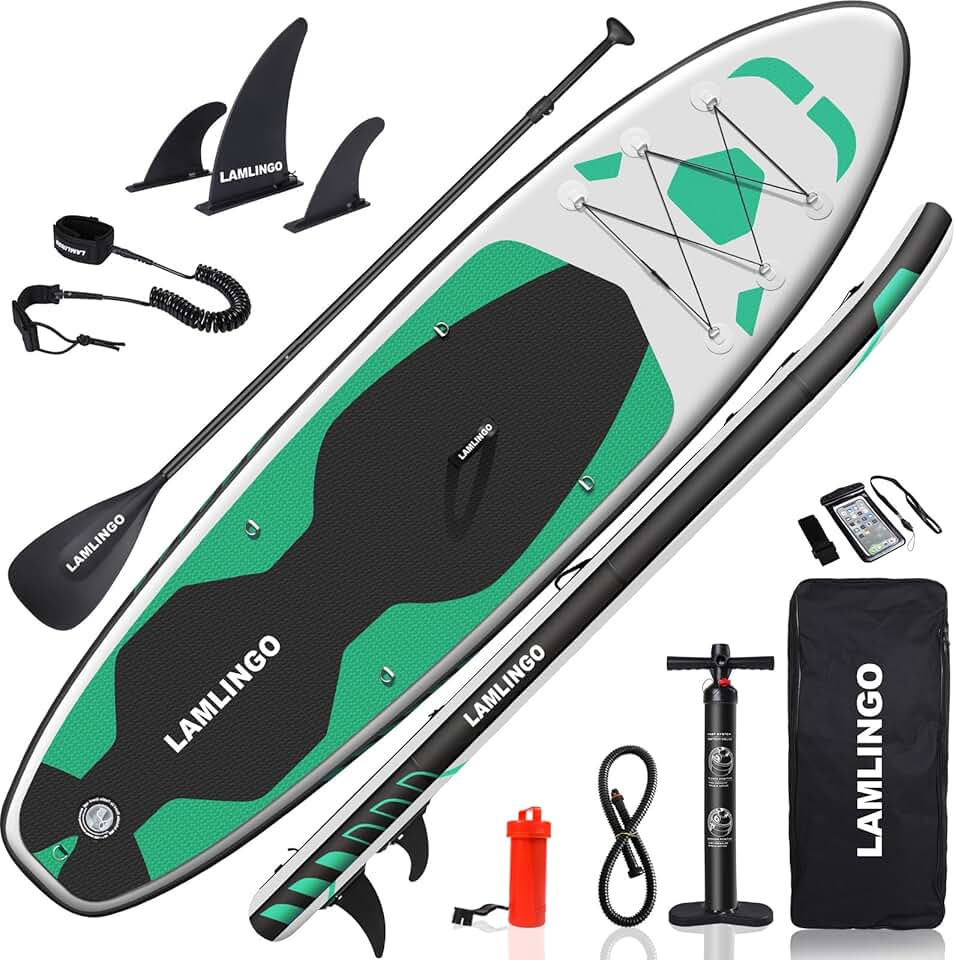 bleujardin Max 200 KG Stand Up Paddle Board Gonflable Adulte, Sup Planche en PVC Construction Ultra Robuste, Kit Pagaie, Pompe à Double Action, Sac à Dos Boîte réparation