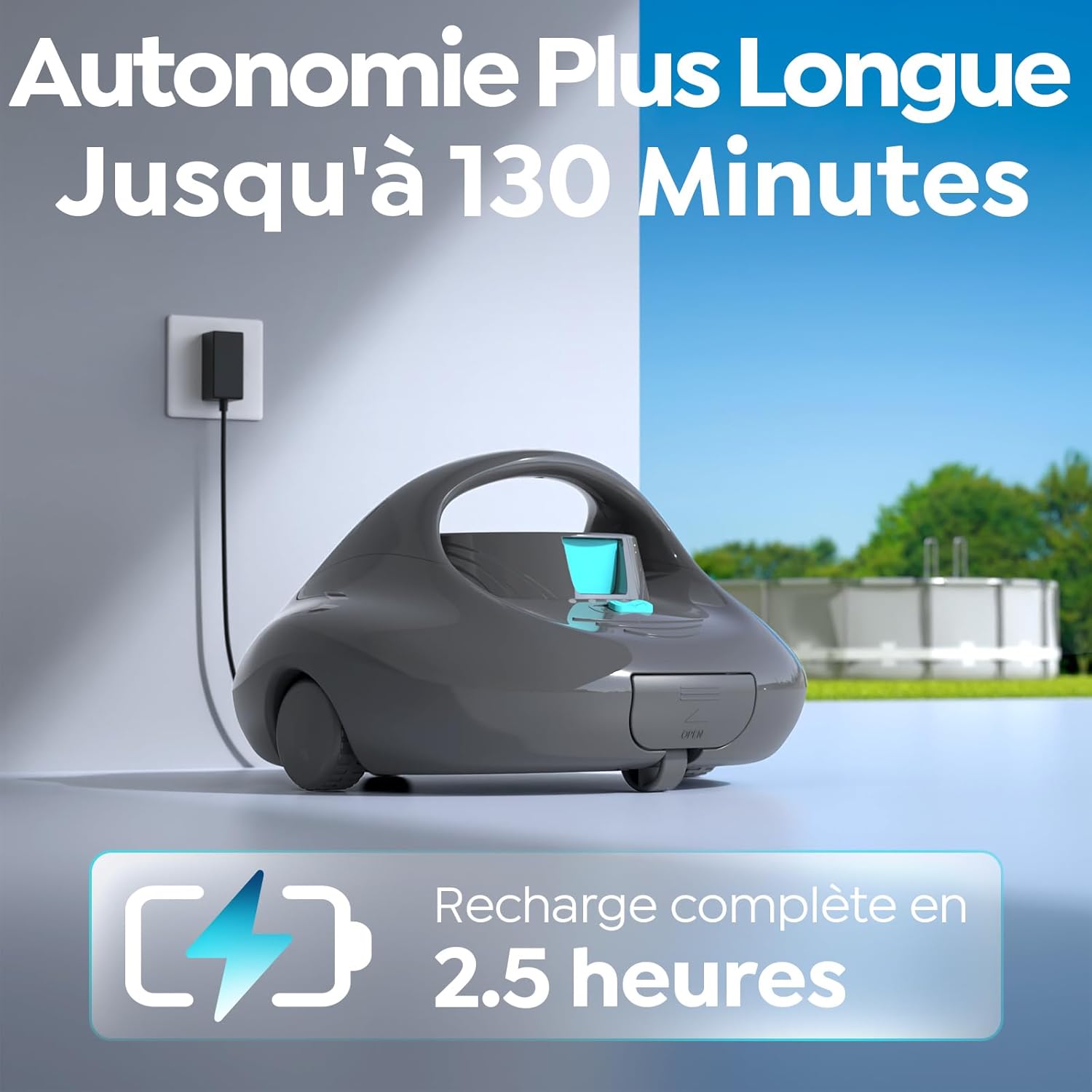 Pleco - Robot de piscine série 130 - 80m² - 130 min, charge rapide 2,5h