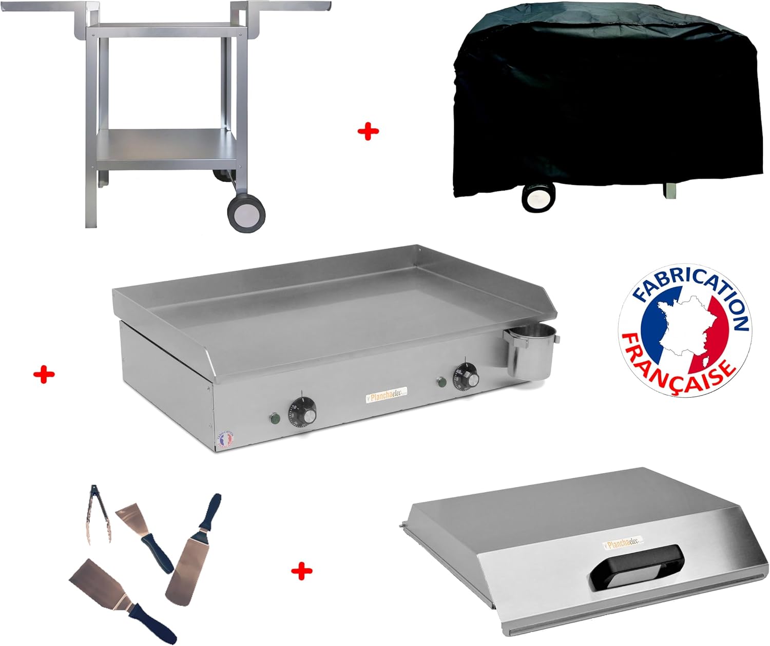 PLANCHAELEC - Plancha électrique NEO - inox, 65x43x18 cm, thermostat réglable, pour 10 personnes - E-650-2400W