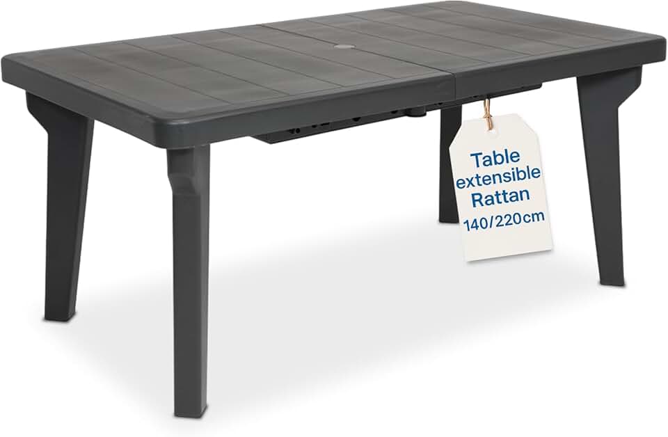 bleujardin - Berg extensible - 160/220x90x74 cm - pieds démontables, anthracite, NEWANTHRACITE