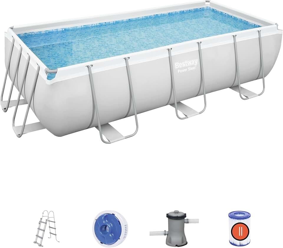 bleujardin - Power Steel rectangulaire - 404x201x100 cm - piscine tubulaire 56442