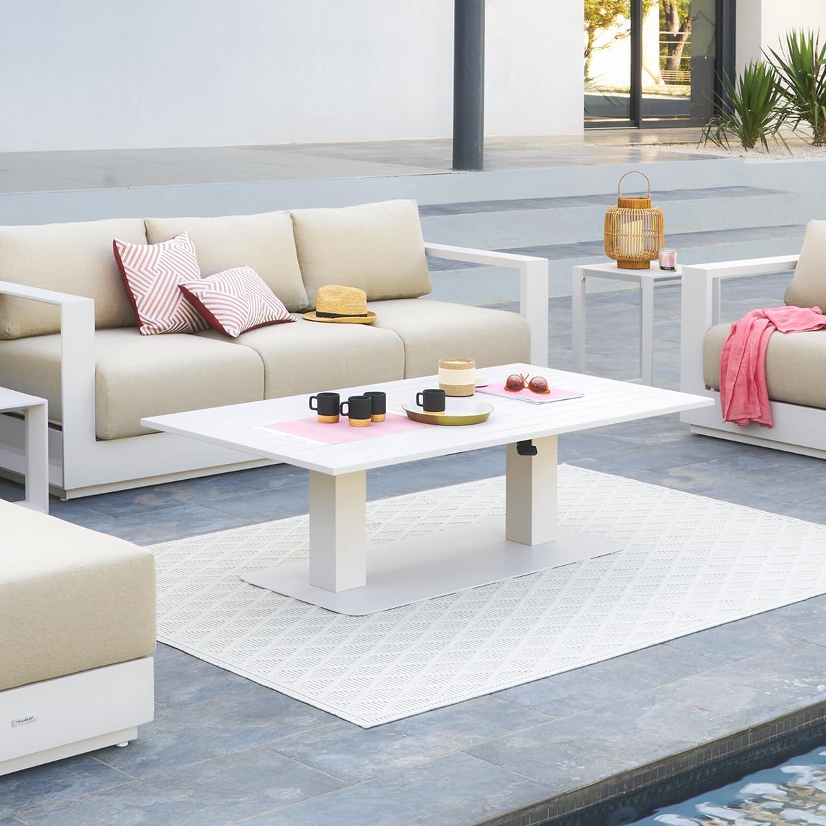 bleujardin - Salimia - 150x80 cm - table jardin relevable, alu, 6-8 pers